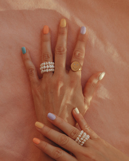 Chic Freshwater Pearls Stretch Ring. Set of 2. Ideal Accessory to Wear Everyday. Great Anniversary or Bridesmaid Gift.